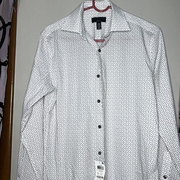 Alfani, white and gray printed long sleeve button down shirt new with tags - Picture 2 of 12